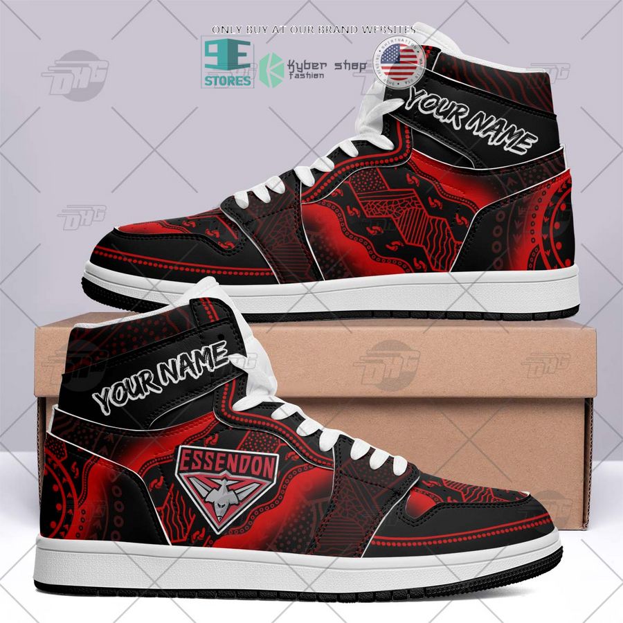 personalized afl essendon bombers indigenous air jordan high top shoes 2 45135