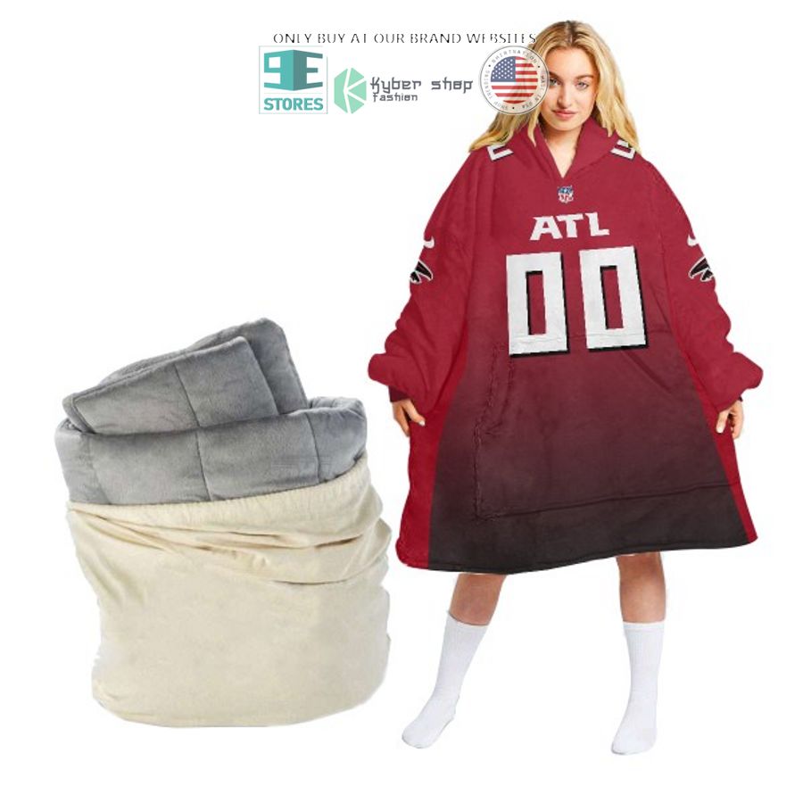 personalized atlanta falcons logo red sherpa hoodie blanket 1 15745