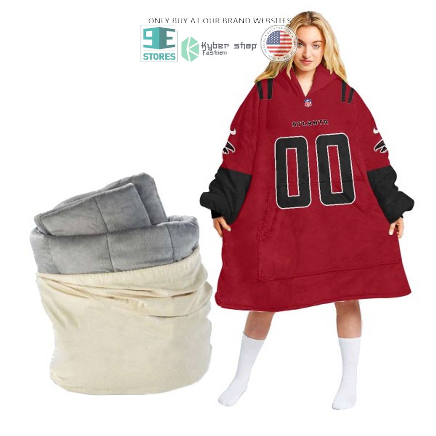 personalized atlanta falcons red sherpa hoodie blanket 1 55668