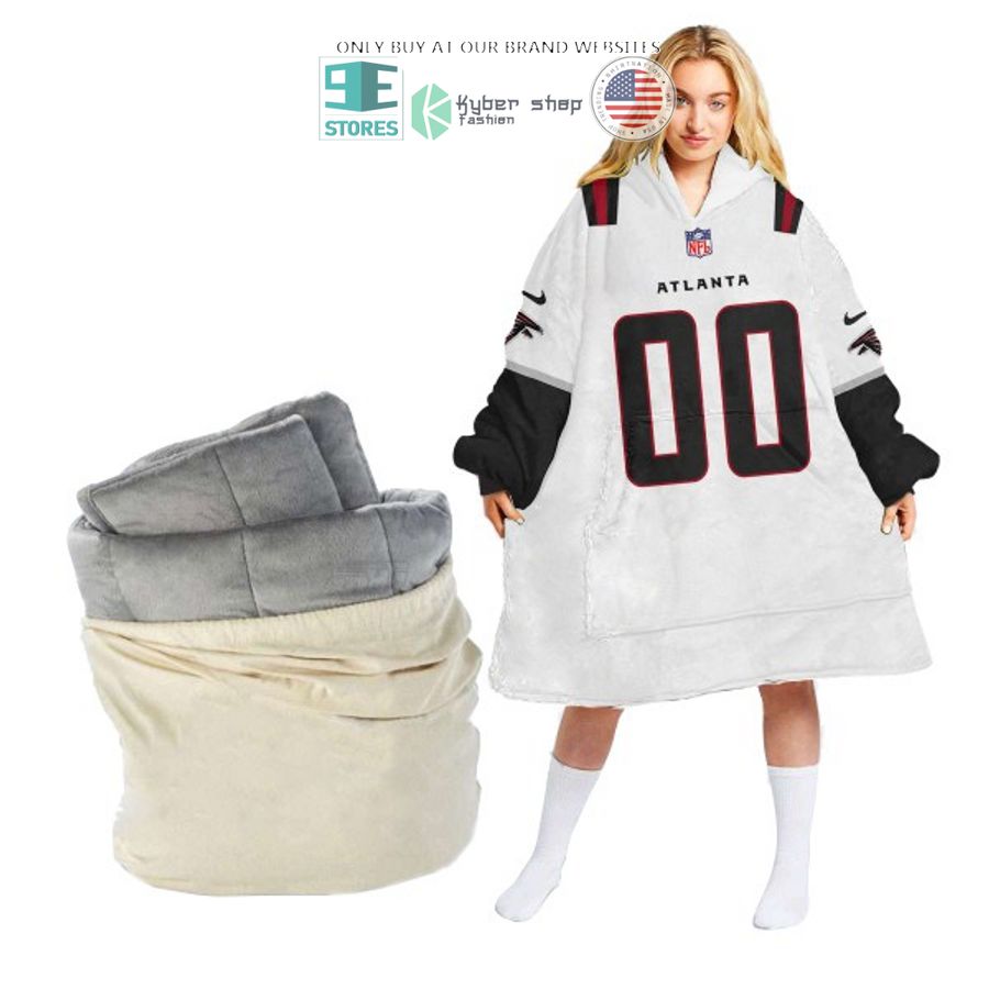 personalized atlanta falcons white sherpa hoodie blanket 2 1619