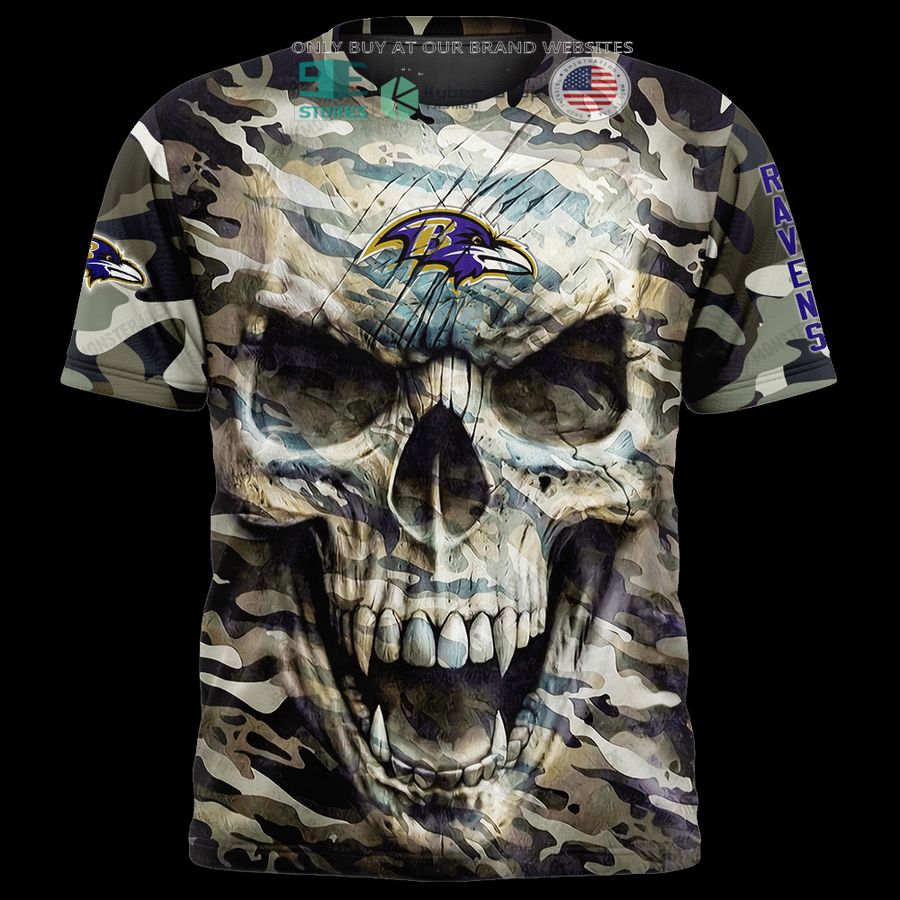 personalized baltimore ravens skull camo 3d shirt hoodie 1 42400