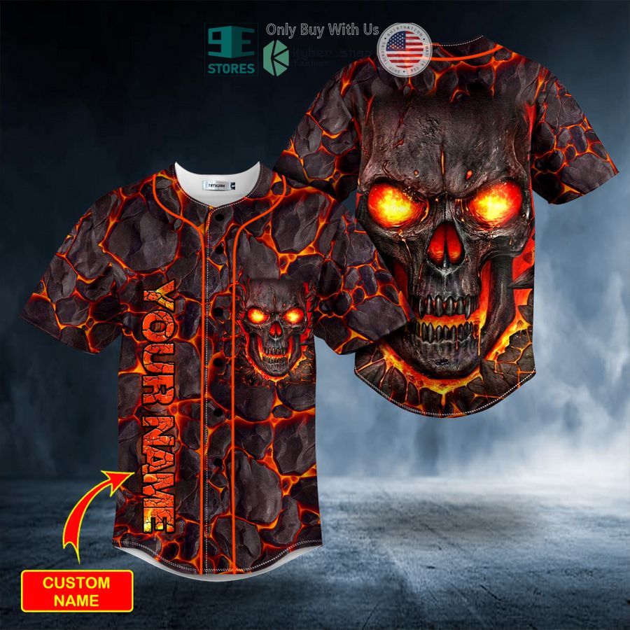 personalized blast fire skull custom baseball jersey 2 90916