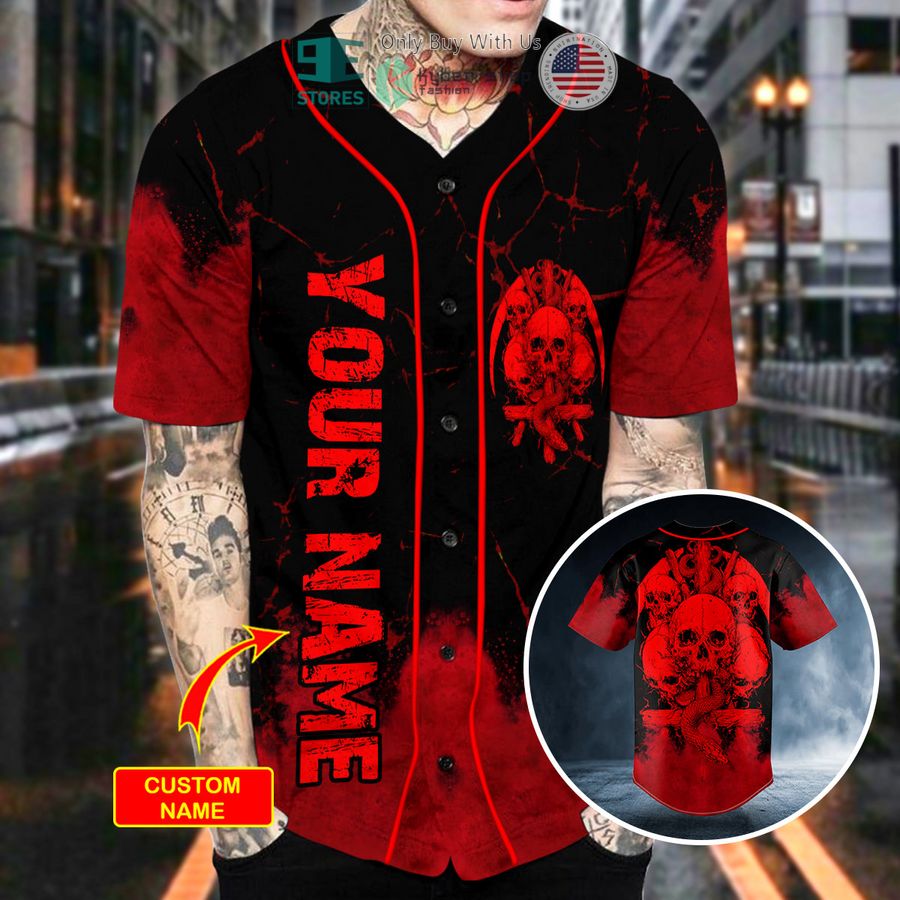 personalized bloody snake sword broken skull custom baseball jersey 2 45472