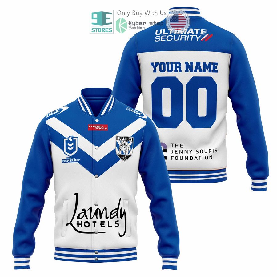 personalized canterbury bankstown bulldogs laundy hotels baseball jacket 1 23412