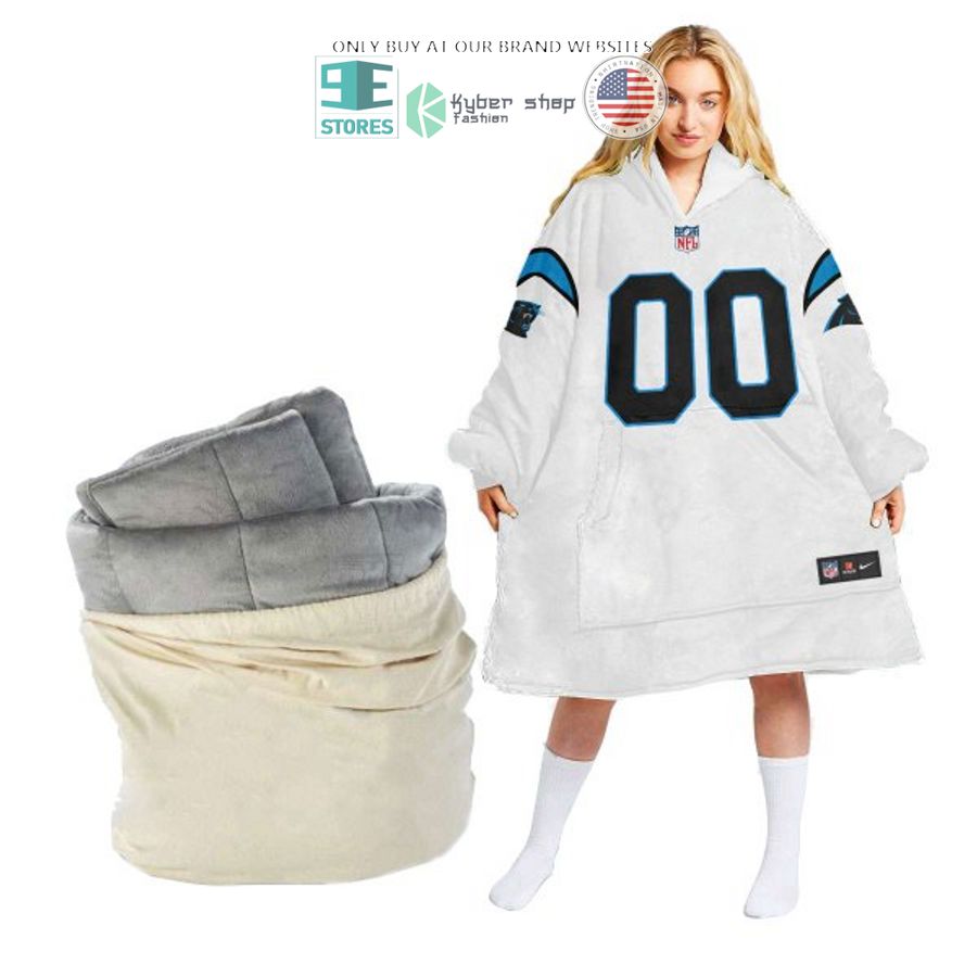 personalized carolina panthers white sherpa hoodie blanket 1 22008