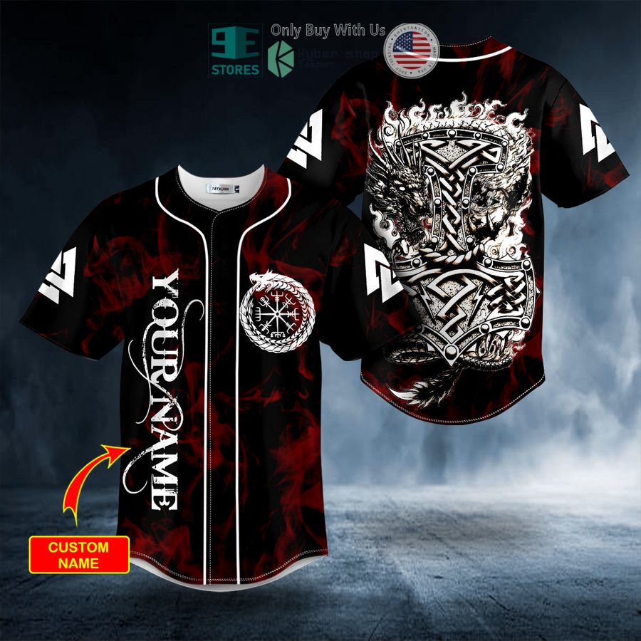 personalized dragon sword thor hammer viking custom baseball jersey 1 92389