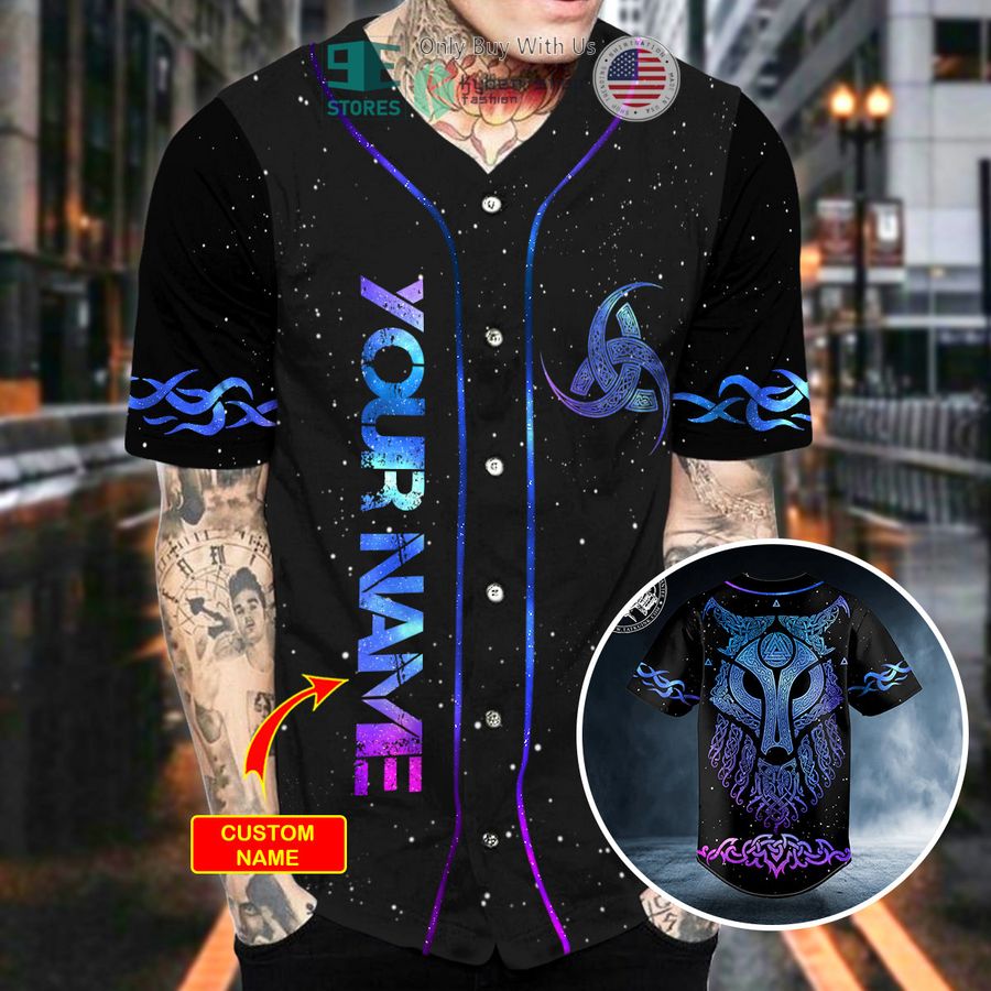 personalized fantasy wolf viking tattoo custom baseball jersey 2 10594