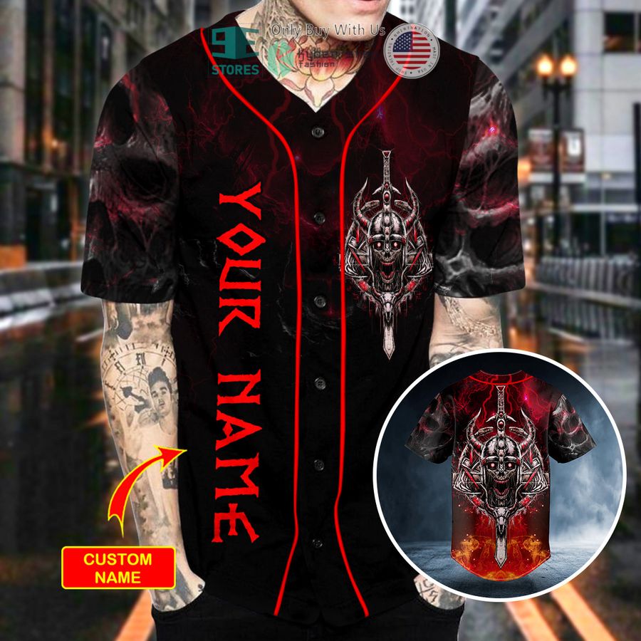 personalized fire samurai n swords skull custom baseball jersey 2 74955