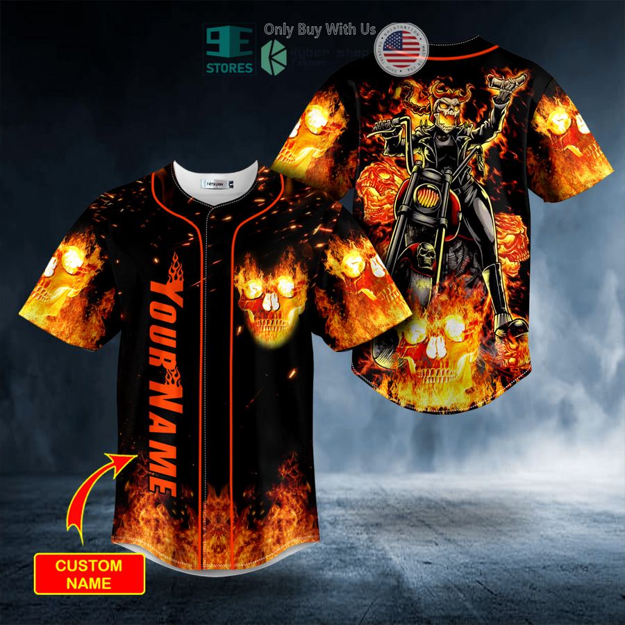 personalized ghost racer fire skull custom baseball jersey 1 73988