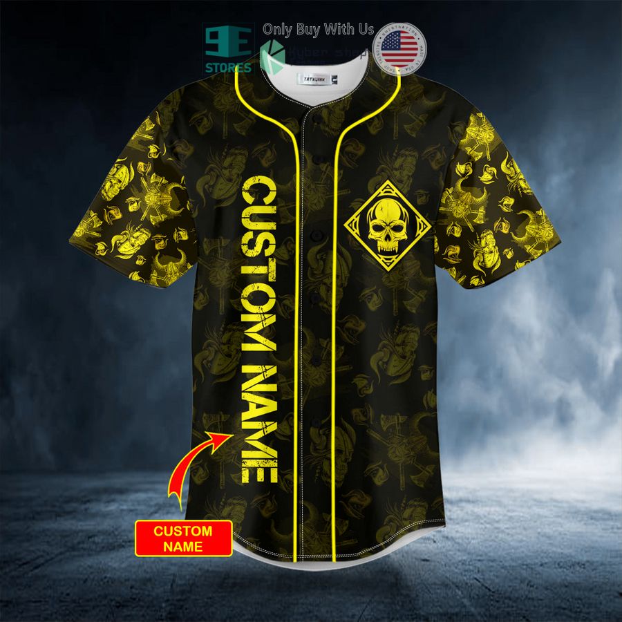 personalized gold samurai skull custom baseball jersey 2 79839