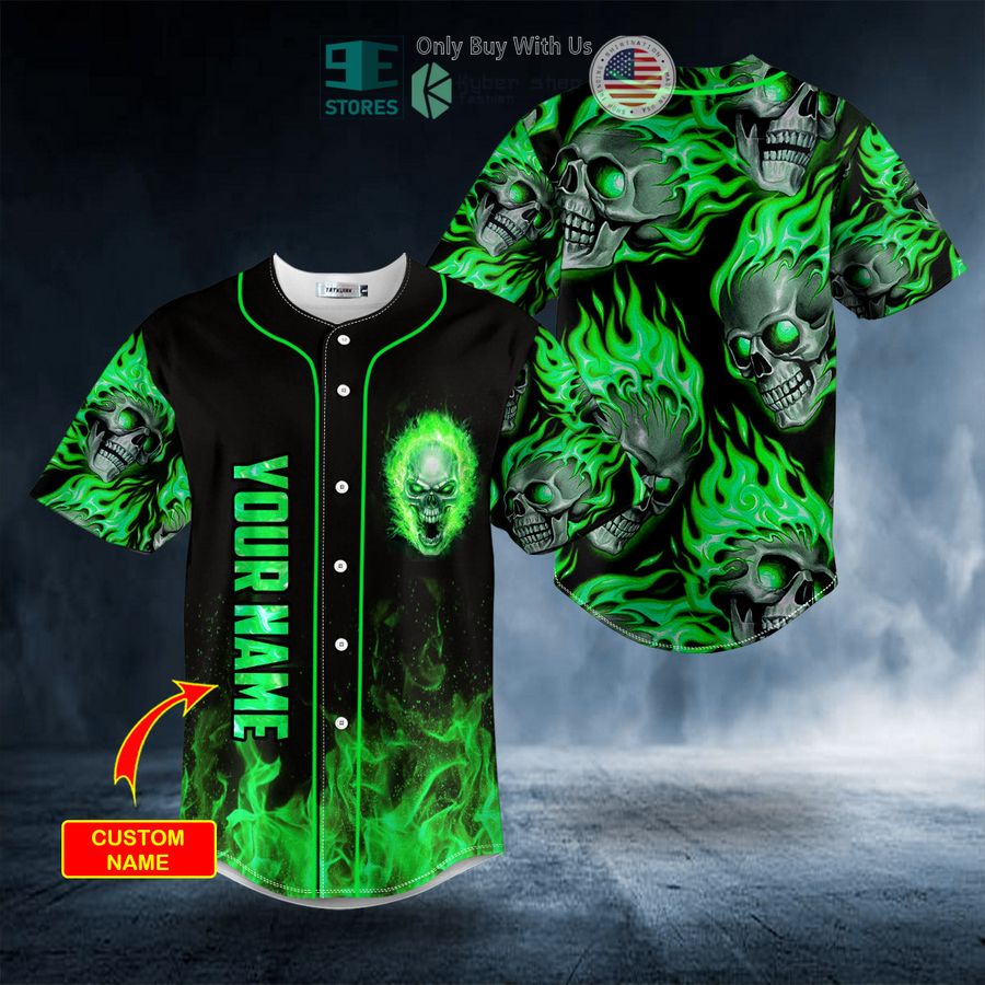 personalized green ghost skull custom baseball jersey 2 19124