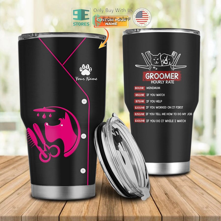 personalized groomer hourly rate dog groomer pet groomer uniform pink salon pettumbler 1 10454