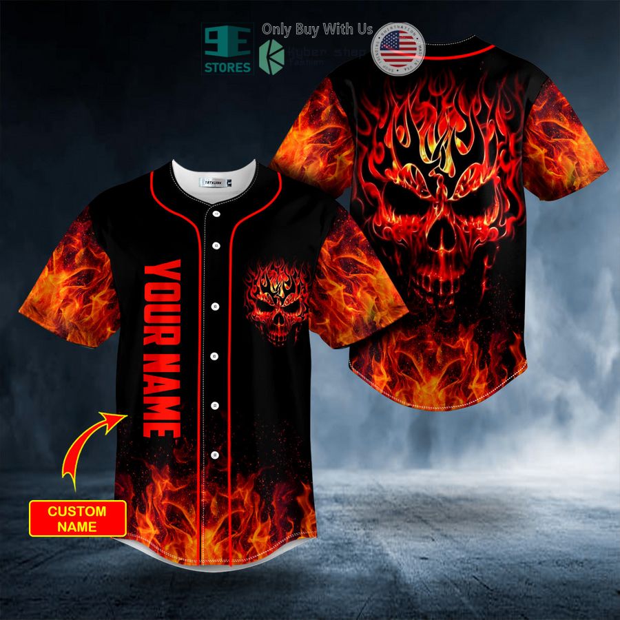 personalized head fire skull custom baseball jersey 1 17576