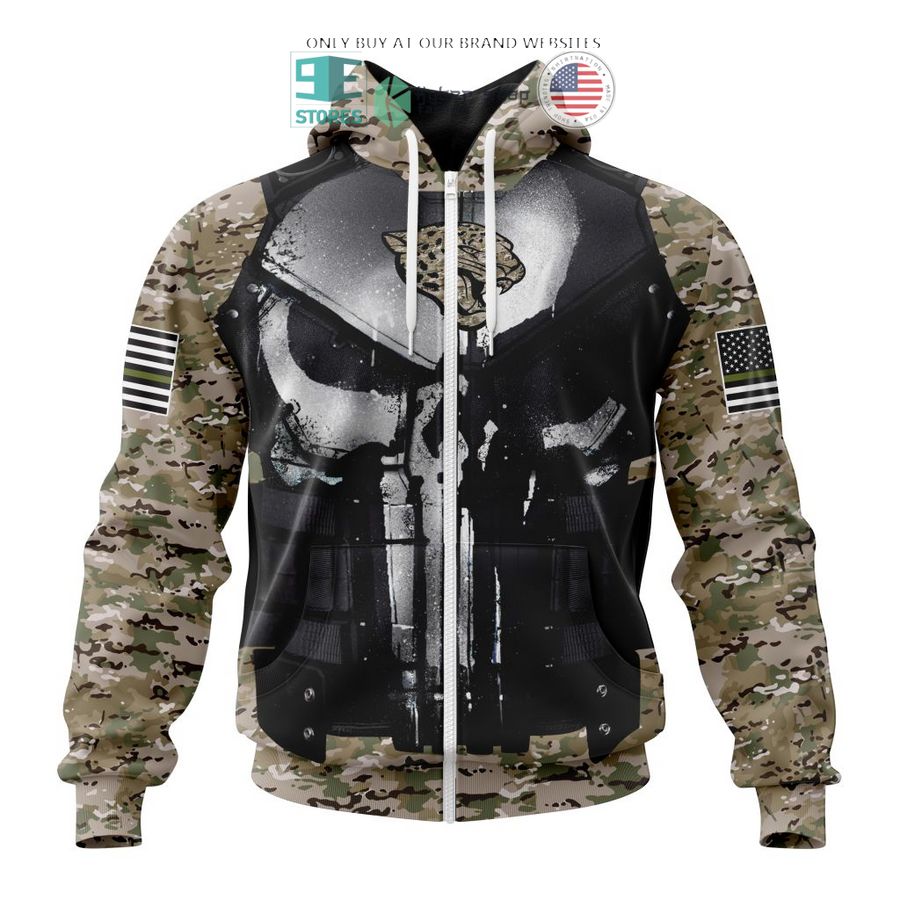 personalized jacksonville jaguars skull punisher veteran camo 3d shirt hoodie 2 17120