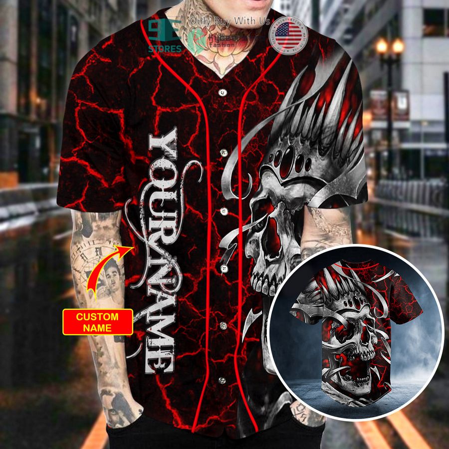 personalized king skull custom baseball jersey 2 25653