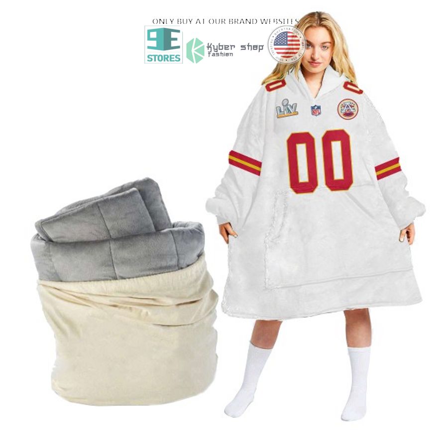 personalized liv kansas city chiefs afc lh white sherpa hoodie blanket 2 66418