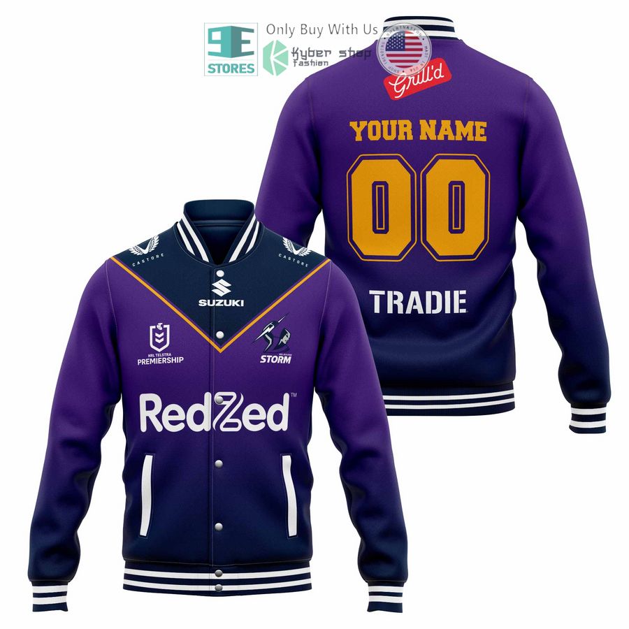 personalized melbourne storm redzed baseball jacket 1 21595