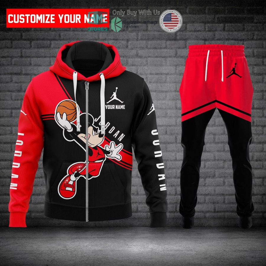 personalized mickey mouse play basketball jordan jumpman zip hoodie long pants 1 73286