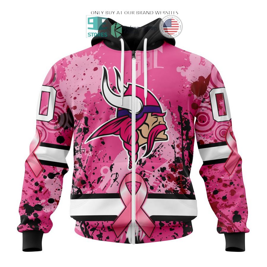 personalized minnesota vikings breast cancer awareness 3d shirt hoodie 2 3142