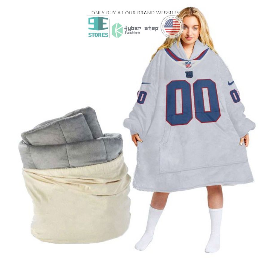 personalized new york giants logo grey sherpa hoodie blanket 2 93160