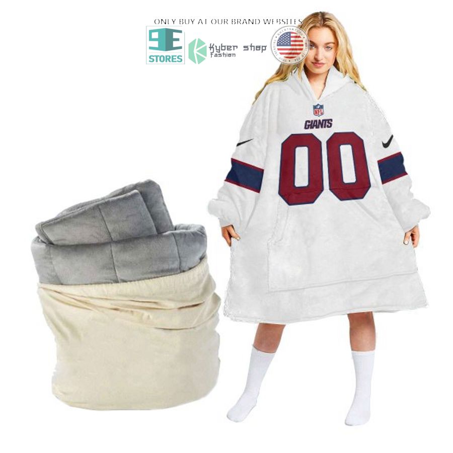 personalized new york giants white sherpa hoodie blanket 1 69016