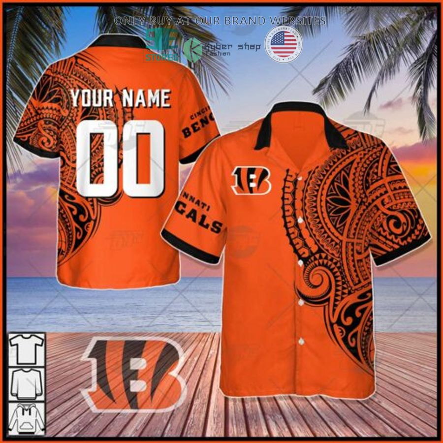 personalized nfl cincinnati bengals polynesian tattoo hawaiian shirt 1 8301