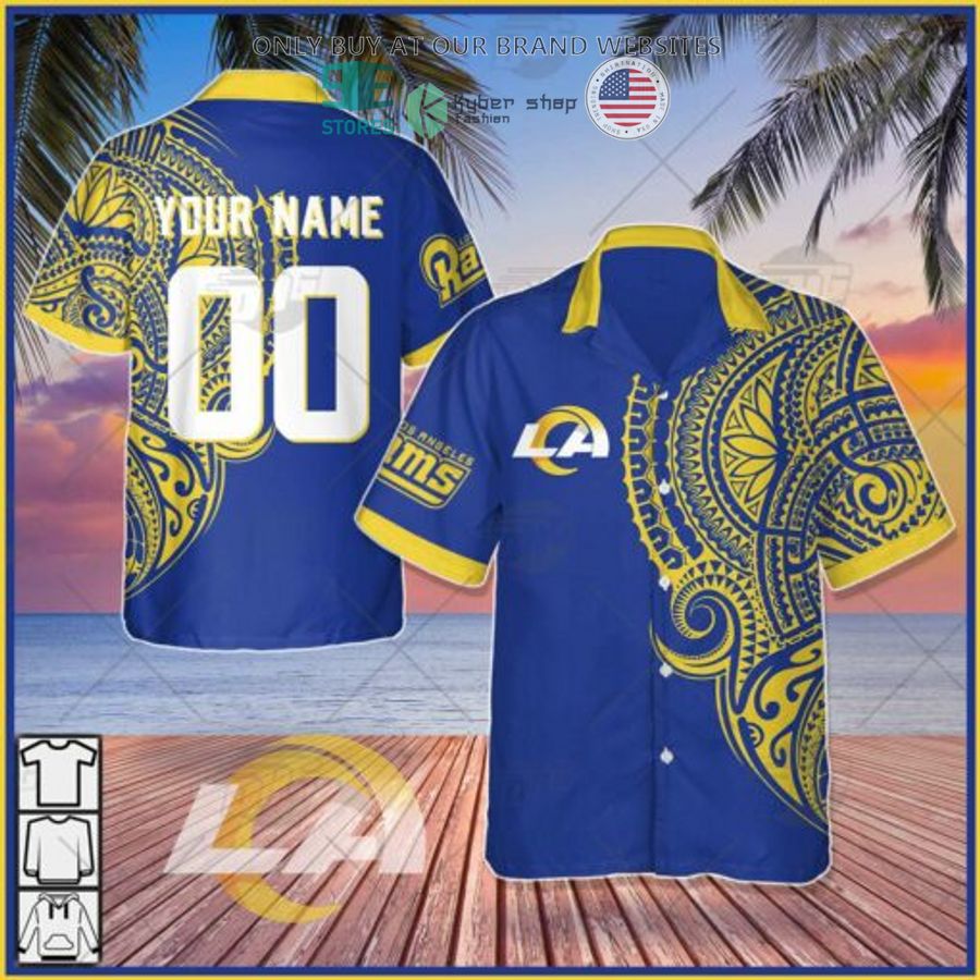 personalized nfl los angeles rams polynesian tattoo hawaiian shirt 1 1646