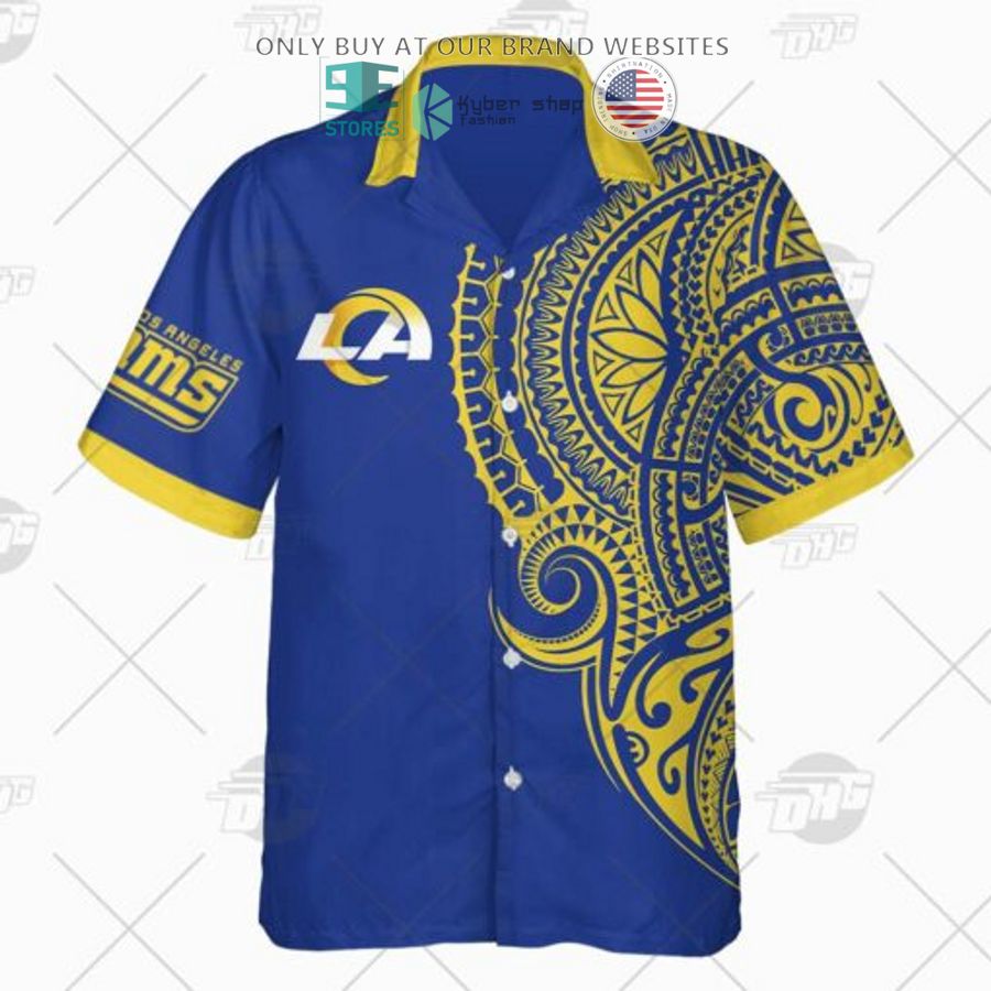 personalized nfl los angeles rams polynesian tattoo hawaiian shirt 2 17985