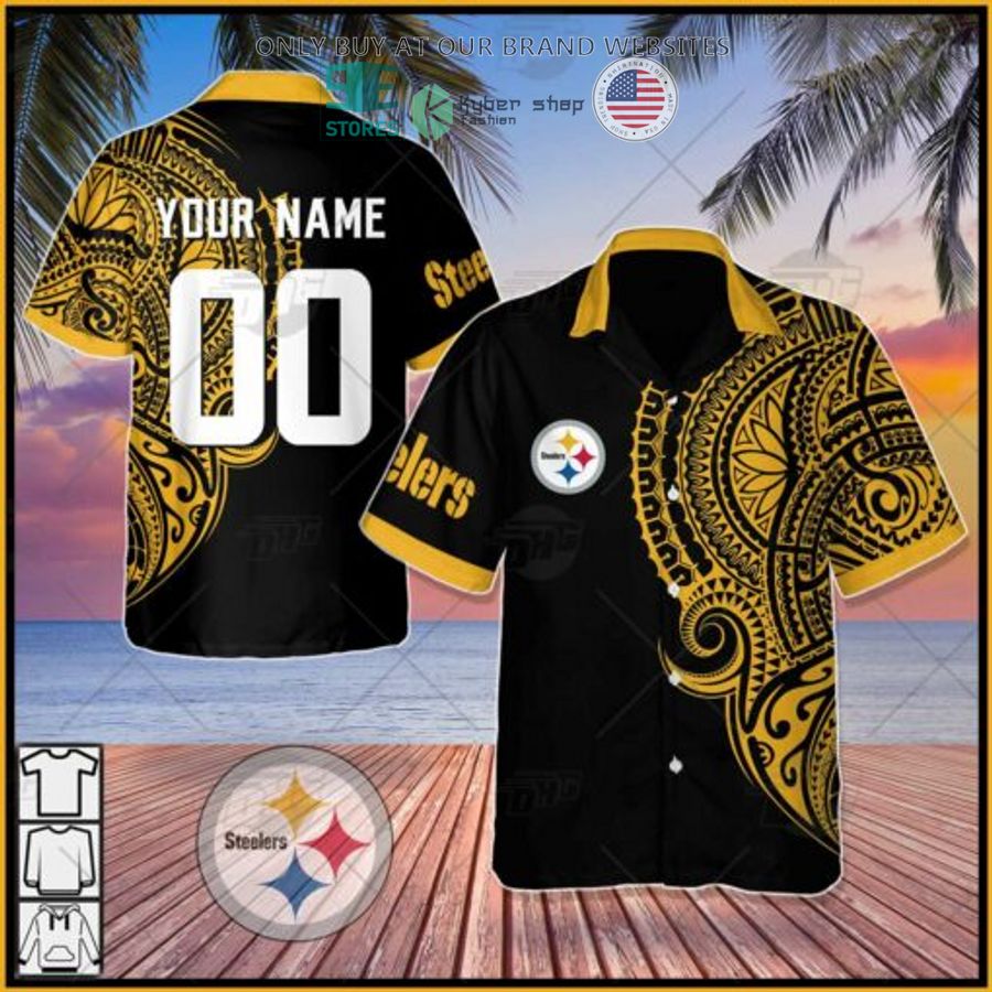 personalized nfl pittsburgh steelers polynesian tattoo hawaiian shirt 1 7570