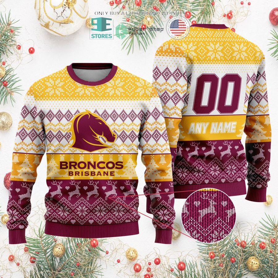 personalized nrl brisbane broncos christmas sweater sweatshirt 2 84373