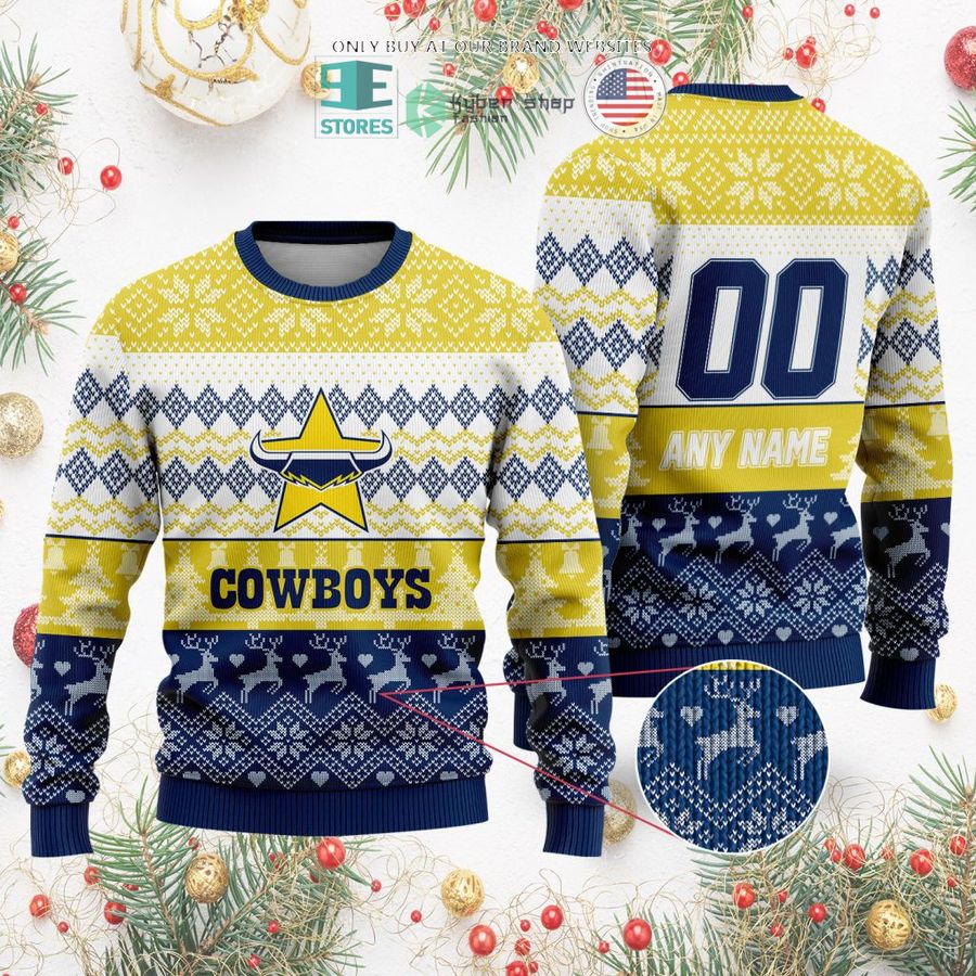 personalized nrl north queensland cowboys christmas sweater sweatshirt 2 57902