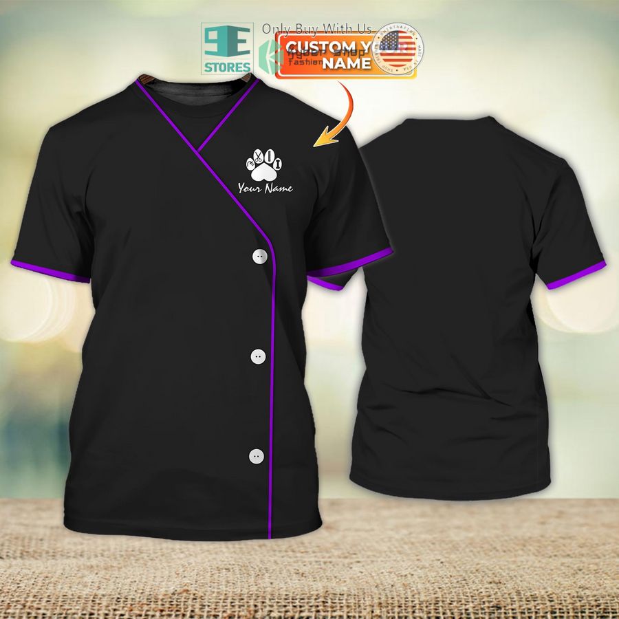 personalized paw my craft dog groomer pet groomer uniform purple salon pet 3d shirt 1 58000