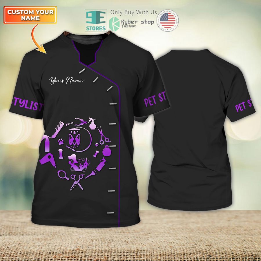 personalized pet style purple groomer svg dog groomer pet groomer uniform salon pet 3d shirt 1 8180