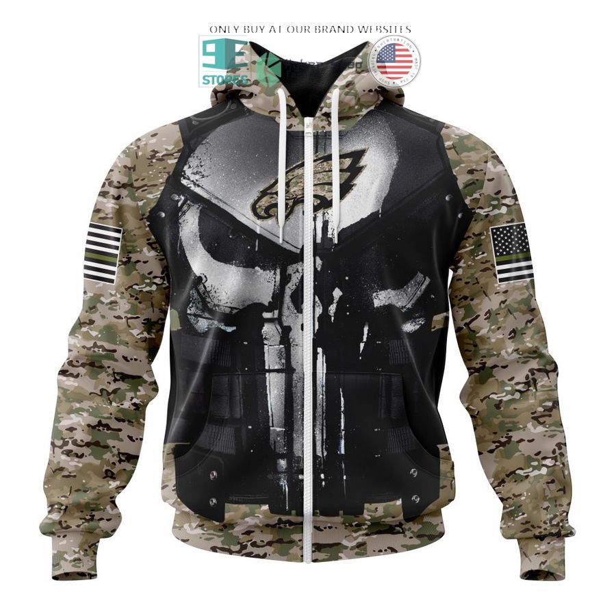 personalized philadelphia eagles skull punisher veteran camo 3d shirt hoodie 2 4554