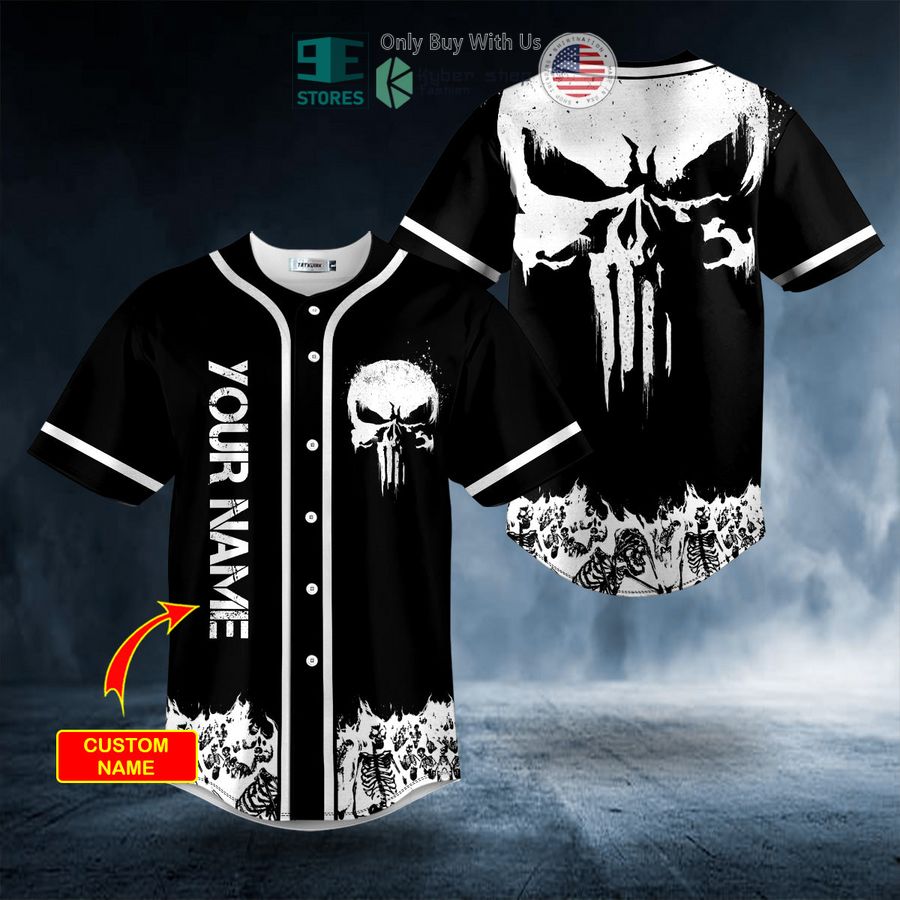 personalized punisher skull symbol distressed custom baseball jersey 1 65202