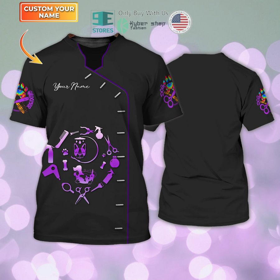 personalized purple groomer svg dog groomer pet groomer uniform salon pet 3d shirt 1 31561