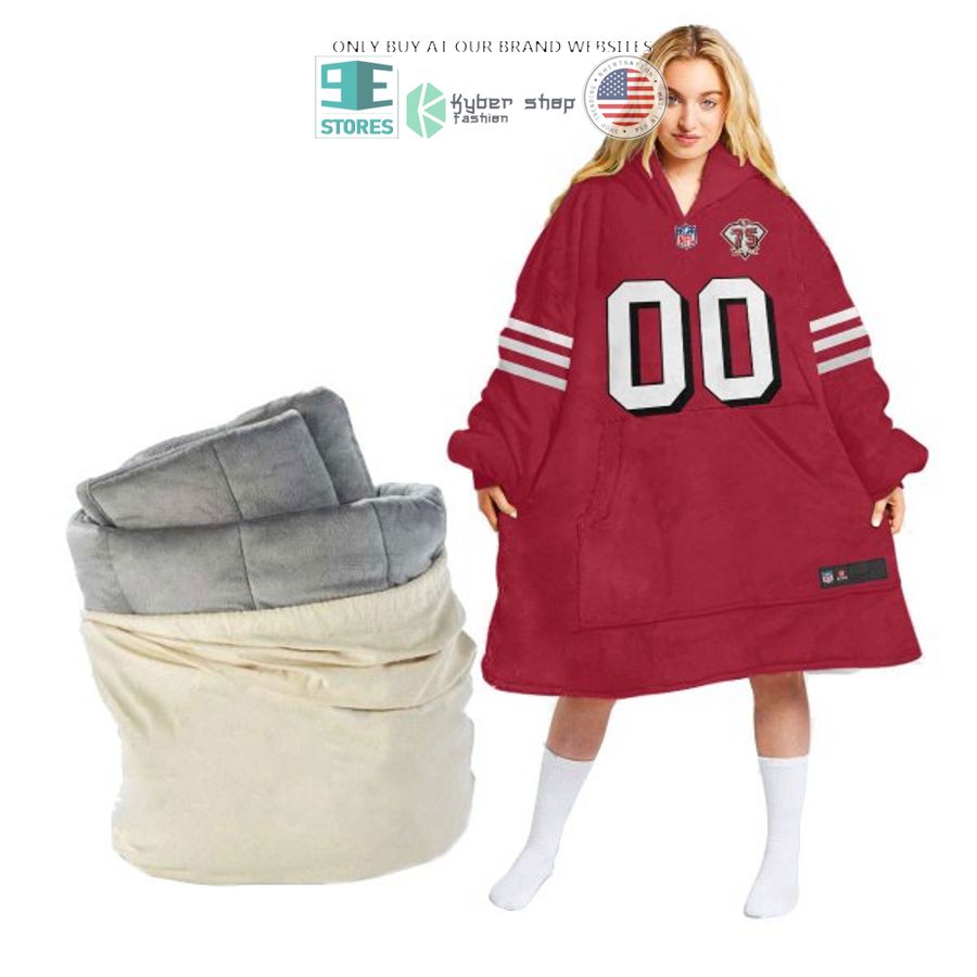 personalized san francisco 49ers red sherpa hoodie blanket 1 21641