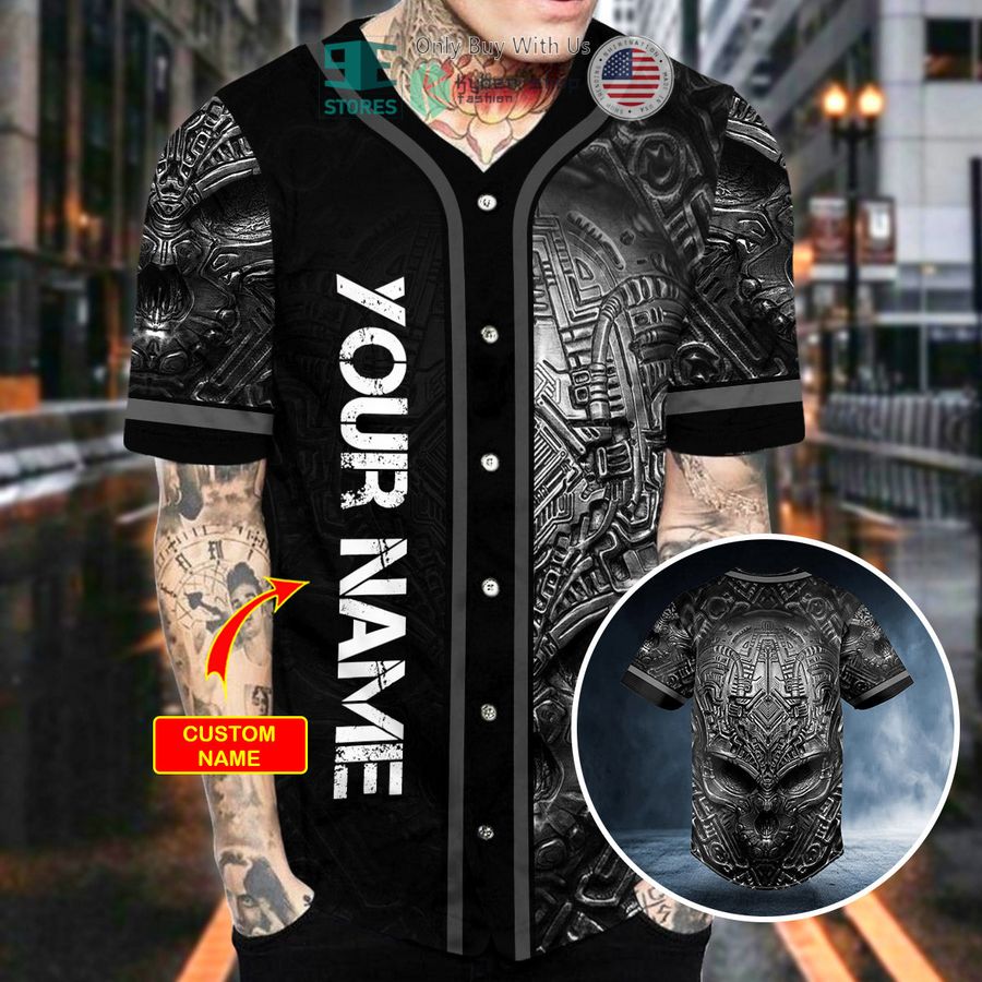 personalized silence alien skull custom baseball jersey 2 37729