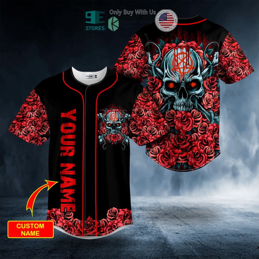 personalized stuff n roses skull custom baseball jersey 1 72127