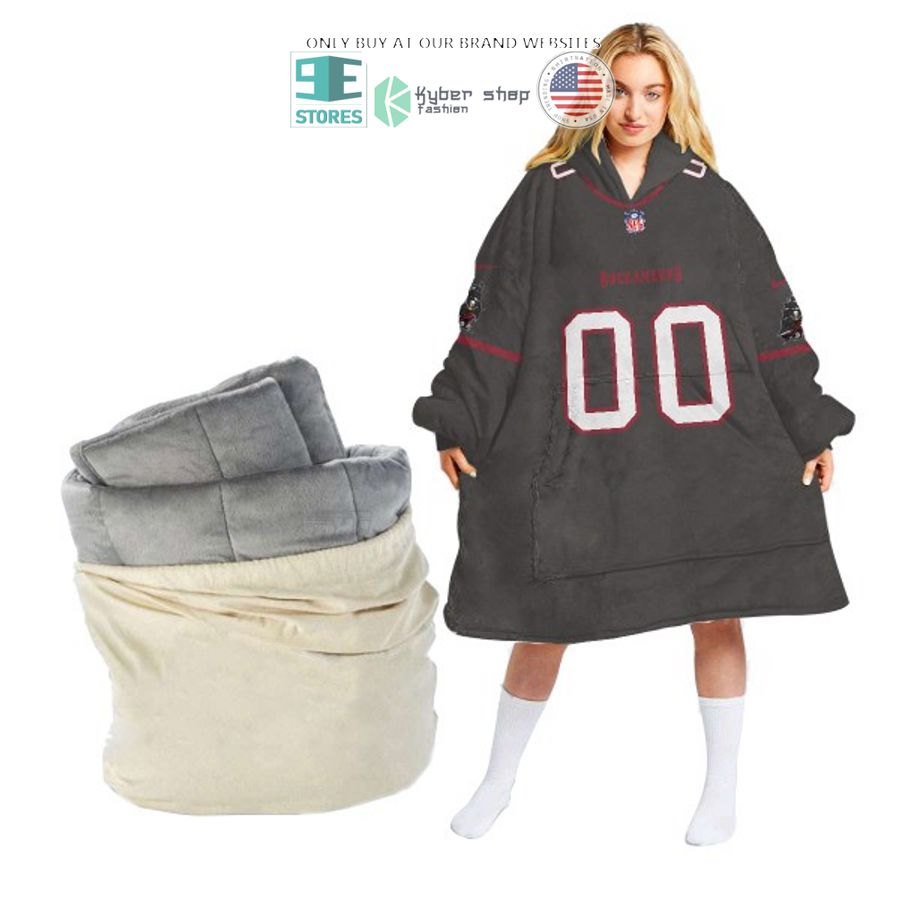 personalized tampa bay buccaneers black sherpa hoodie blanket 2 45772