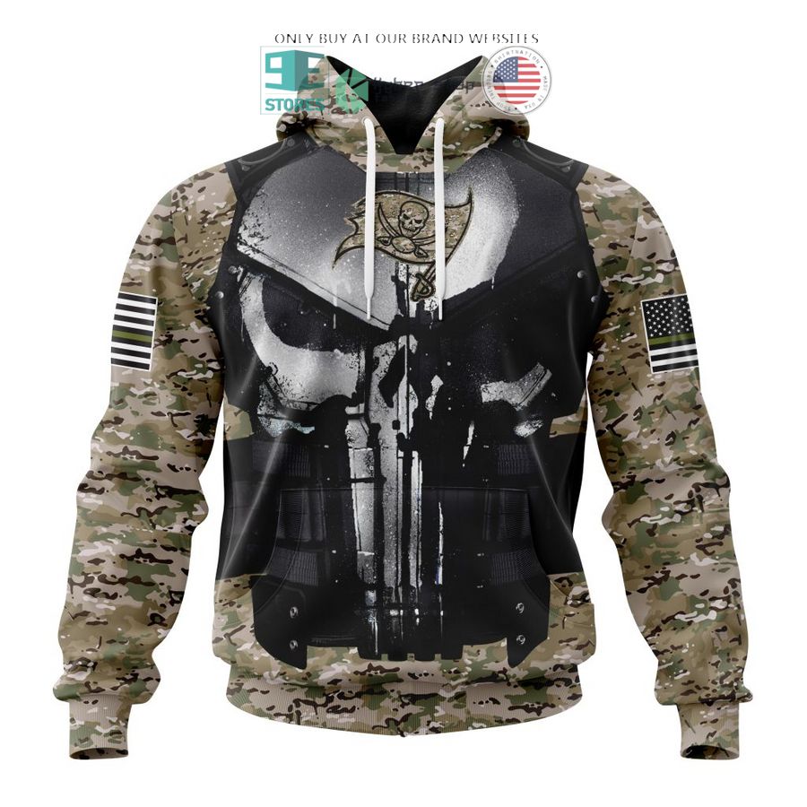 personalized tampa bay buccaneers skull punisher veteran camo 3d shirt hoodie 1 43713