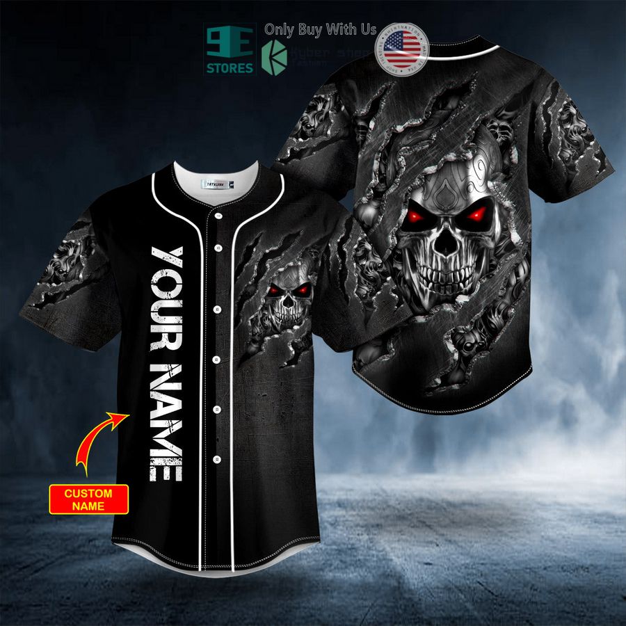 personalized tribal metal scratch skull custom baseball jersey 1 9829