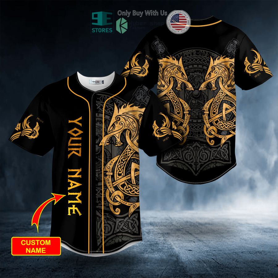 personalized twin dragon viking yellow tattoo custom baseball jersey 1 28397