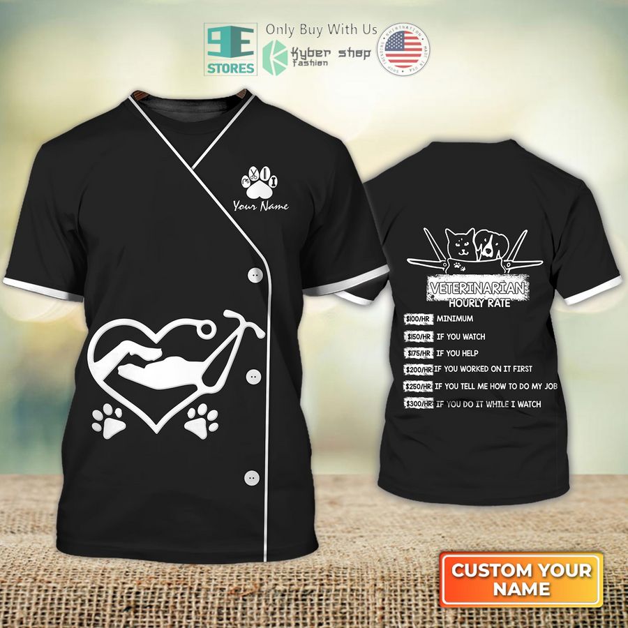 personalized veterinarian hourly rate veterinarian uniform black 3d shirt 1 75788