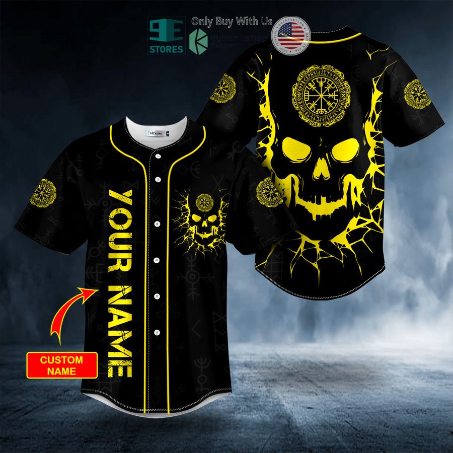 personalized viking compass yellow skull custom baseball jersey 1 55047