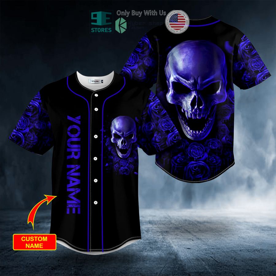 personalized violet roses angry sugar skull custom baseball jersey 1 68510