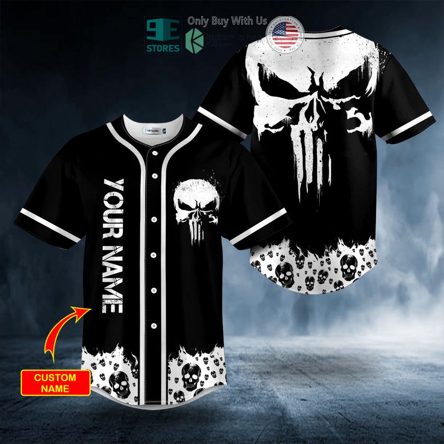 personalized white punisher skull custom baseball jersey 1 35052