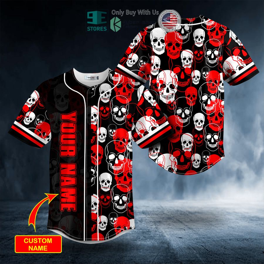 personalized white red ghost skull custom baseball jersey 1 97325