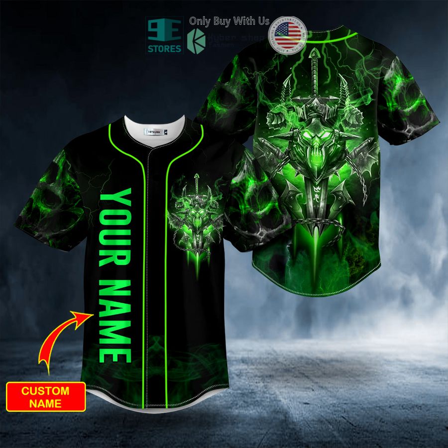 personalized world of warcraft death knight sword frost skull custom baseball jersey 1 45545