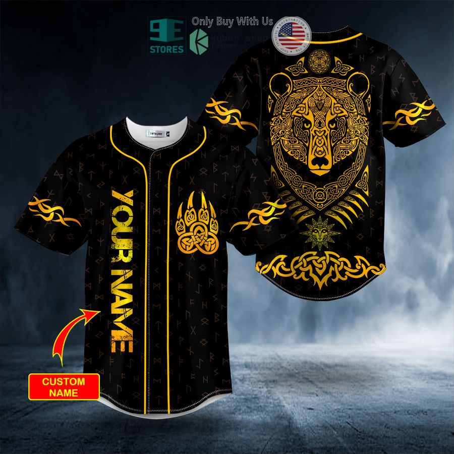 personalized yellow bear viking tattoo custom baseball jersey 1 19904